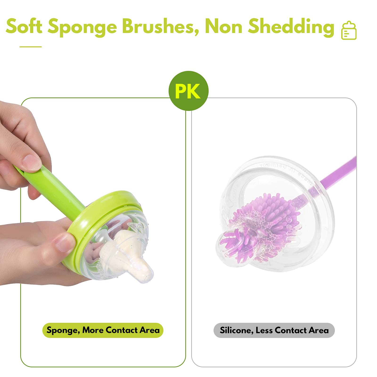Carebabymore narrow-neck cleaning fits slim bottles for easy part-by-part cleaning.