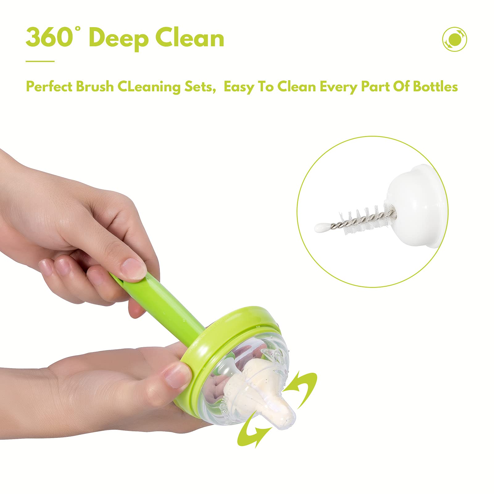 Carebabymore nipple brush interchangeable heads for precise nipple cleaning in busy kitchens.
