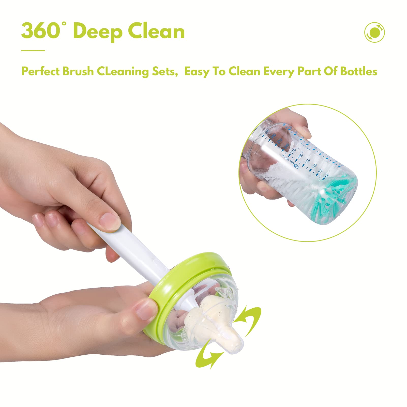 CAREBABYMORE replacement brush head compatible design for extended bottle cleaning performance.