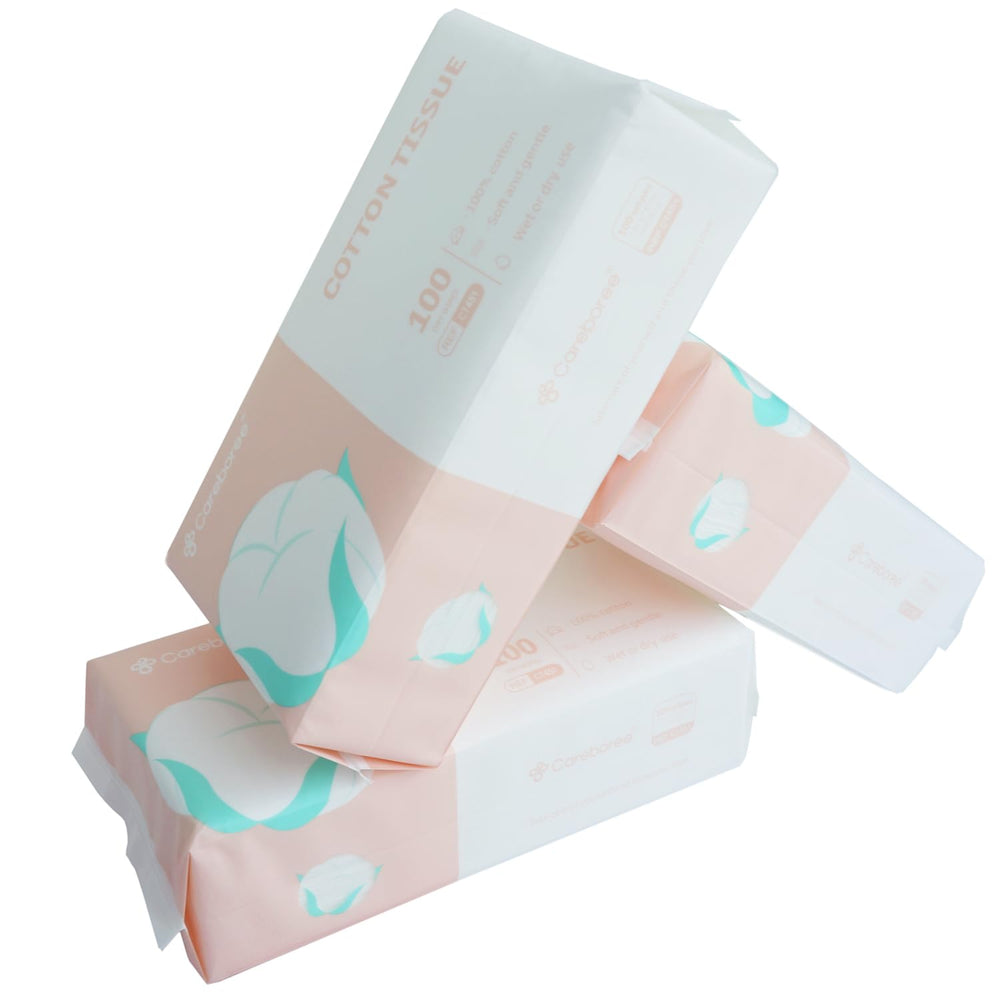 Careboree wipes used to gently clean a baby's face and hands.