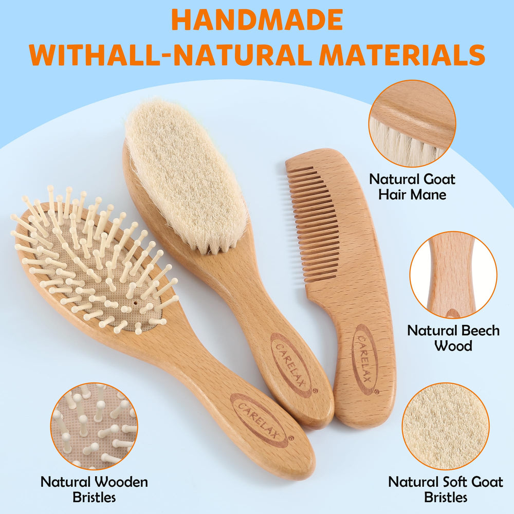 CARELAX Baby Comb boxwood side view for safe detangling