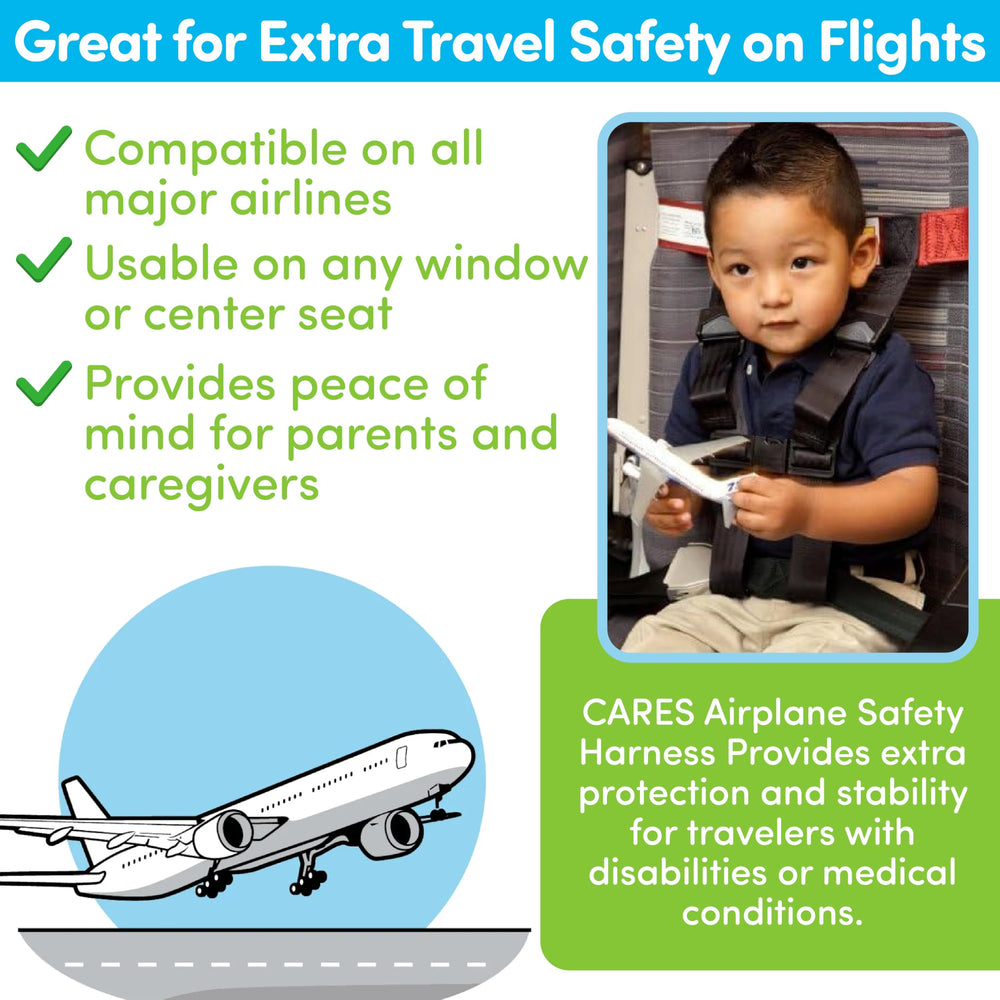 CARES harness attached to the back of a seat provides secure restraint during turbulence