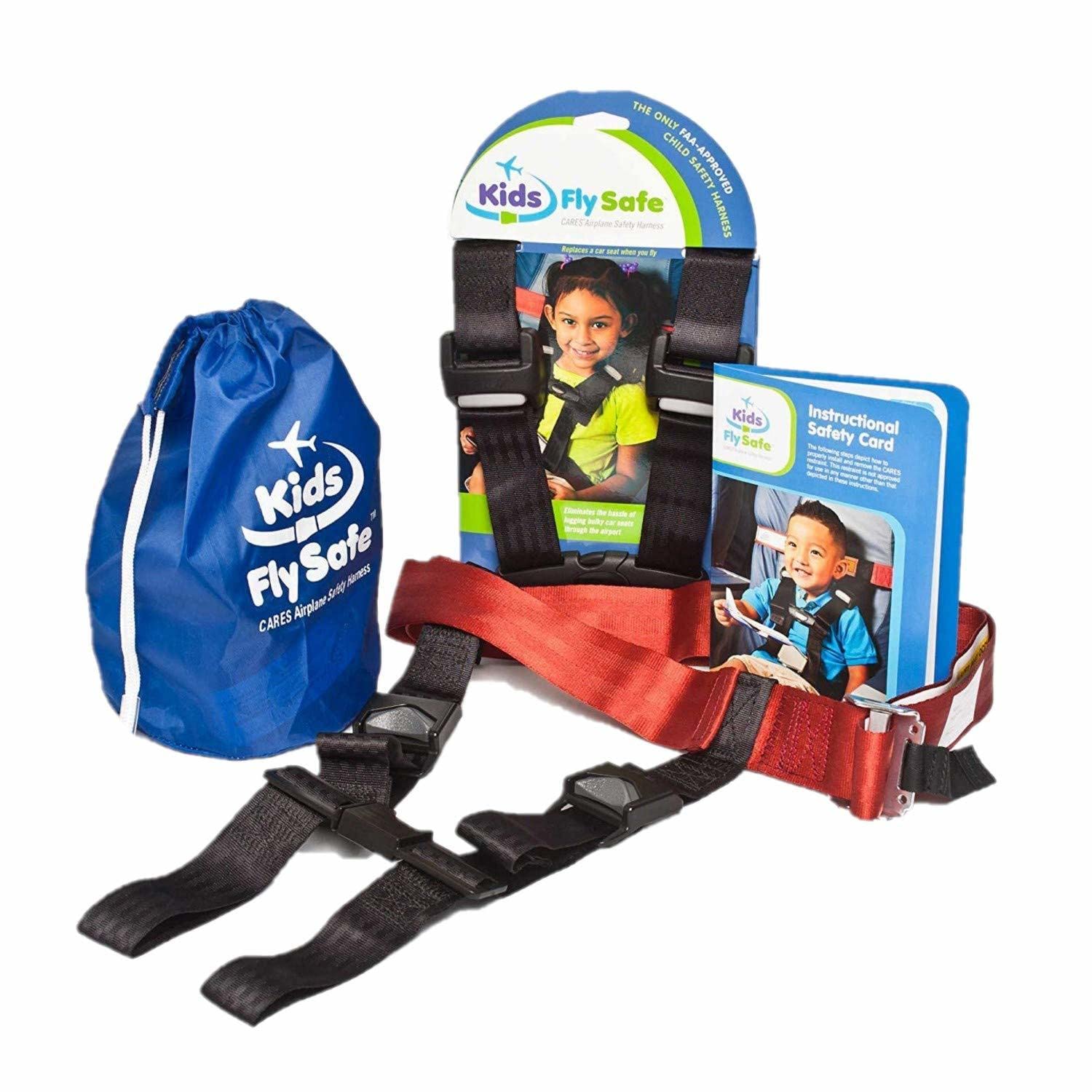 CARES harness installed on airplane seat demonstrates easy child safety during flights