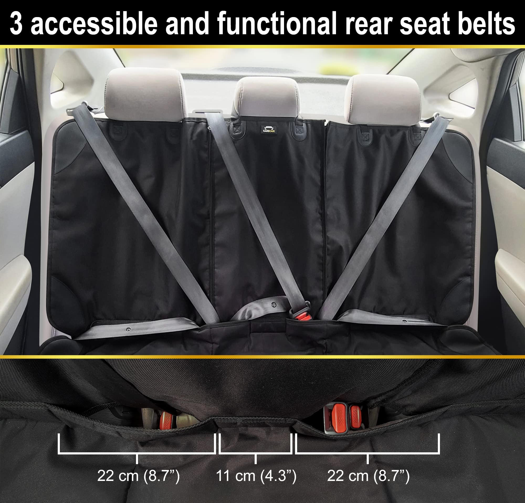 Caricar car seat protector anti-slip back with anchors keeps it securely in place.
