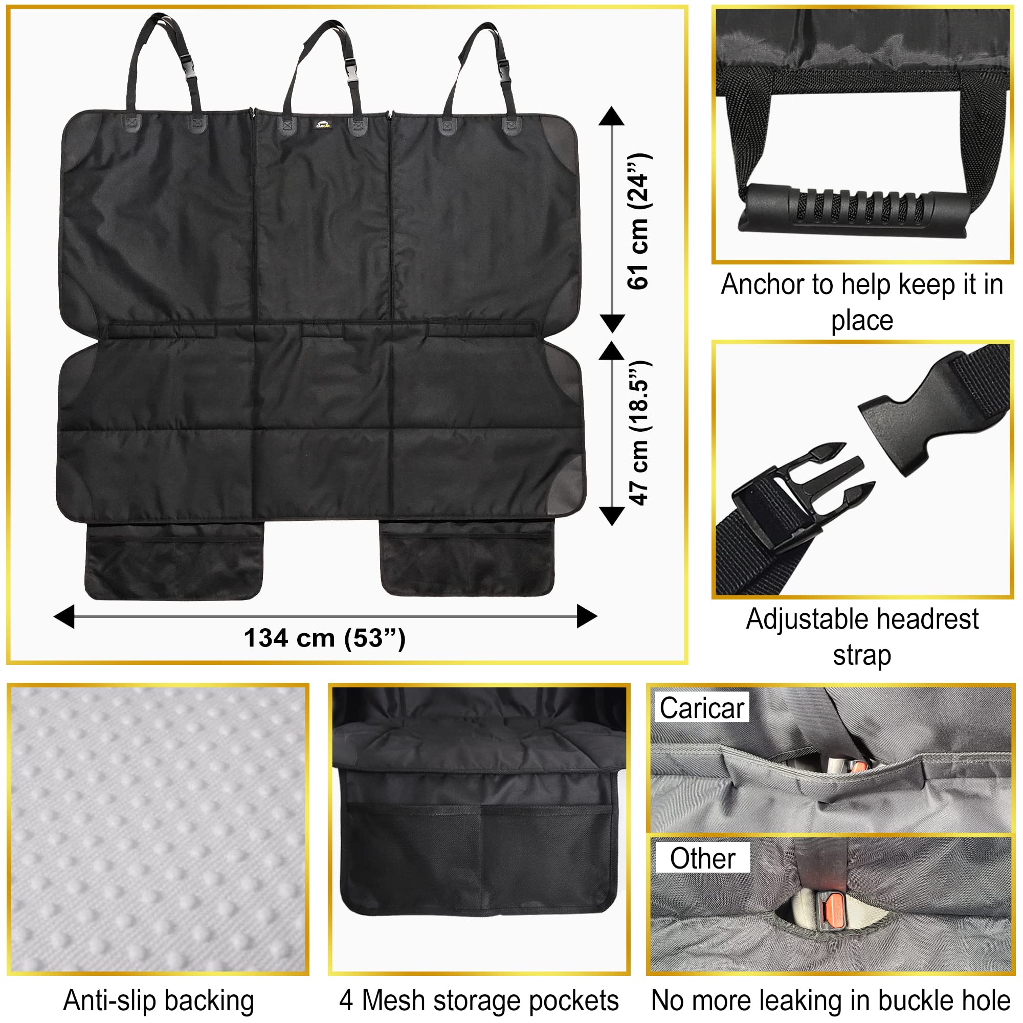 Caricar car seat protector easy-clean fabric simplifies mess maintenance.