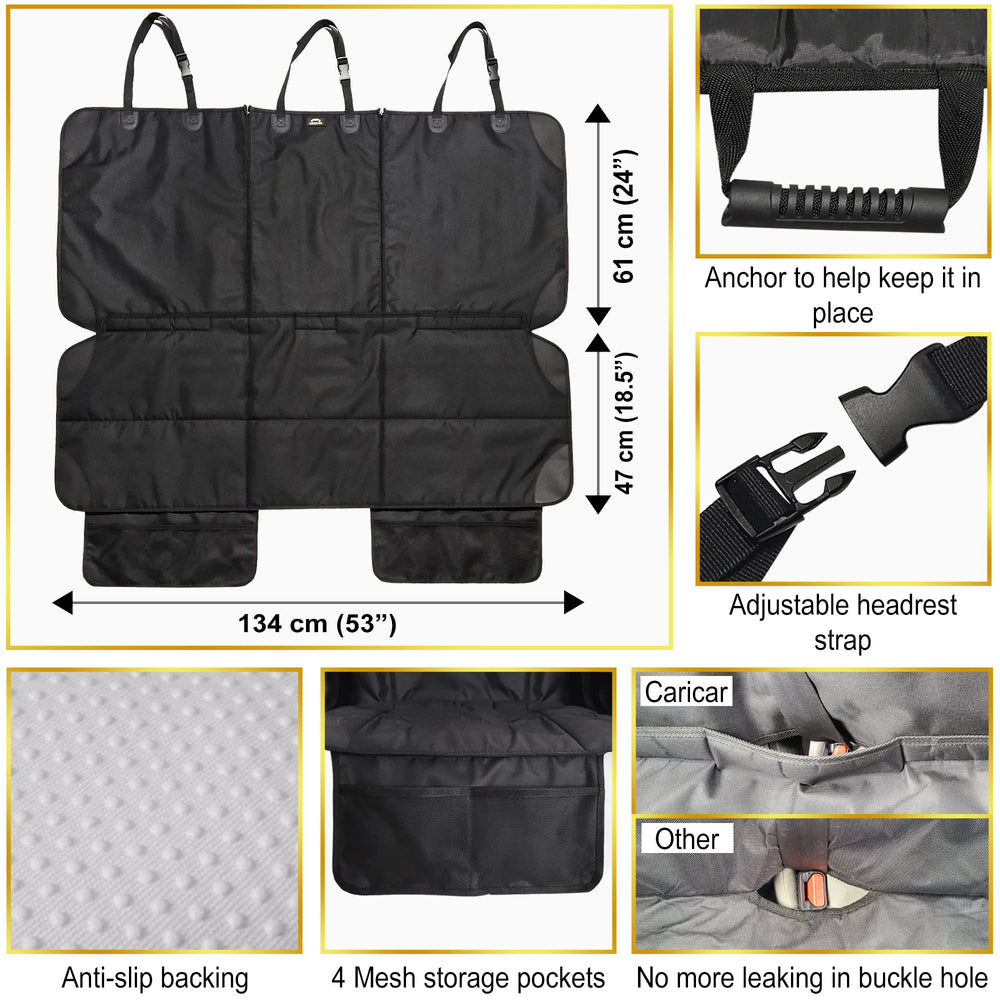 Caricar car seat protector easy-clean fabric simplifies mess maintenance.