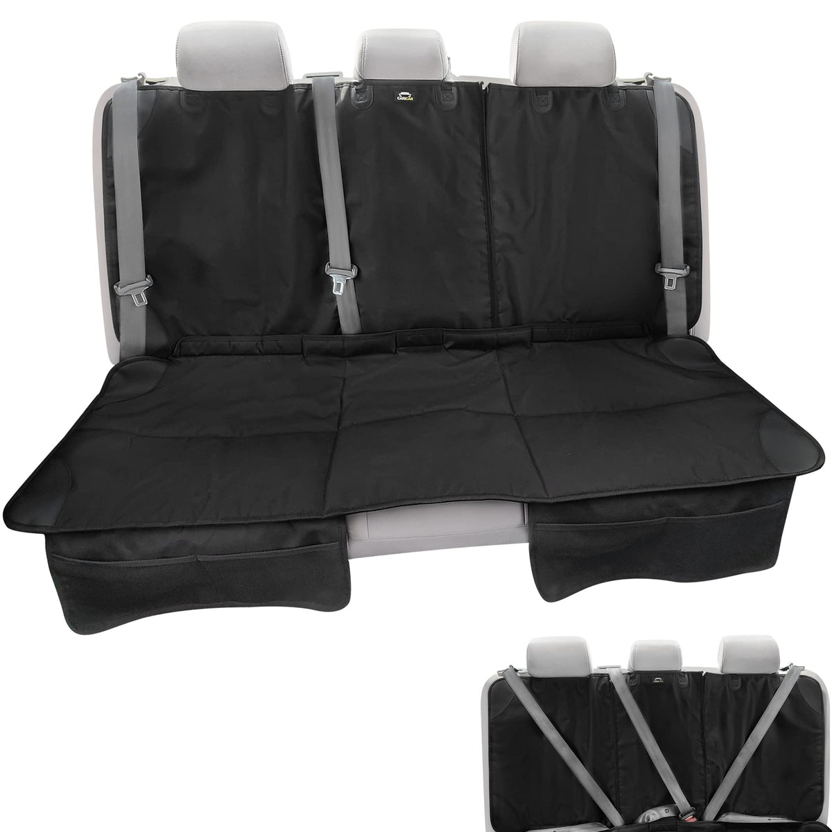 Caricar car seat protector waterproof backseat cover shields fabric and leather seats from spills.