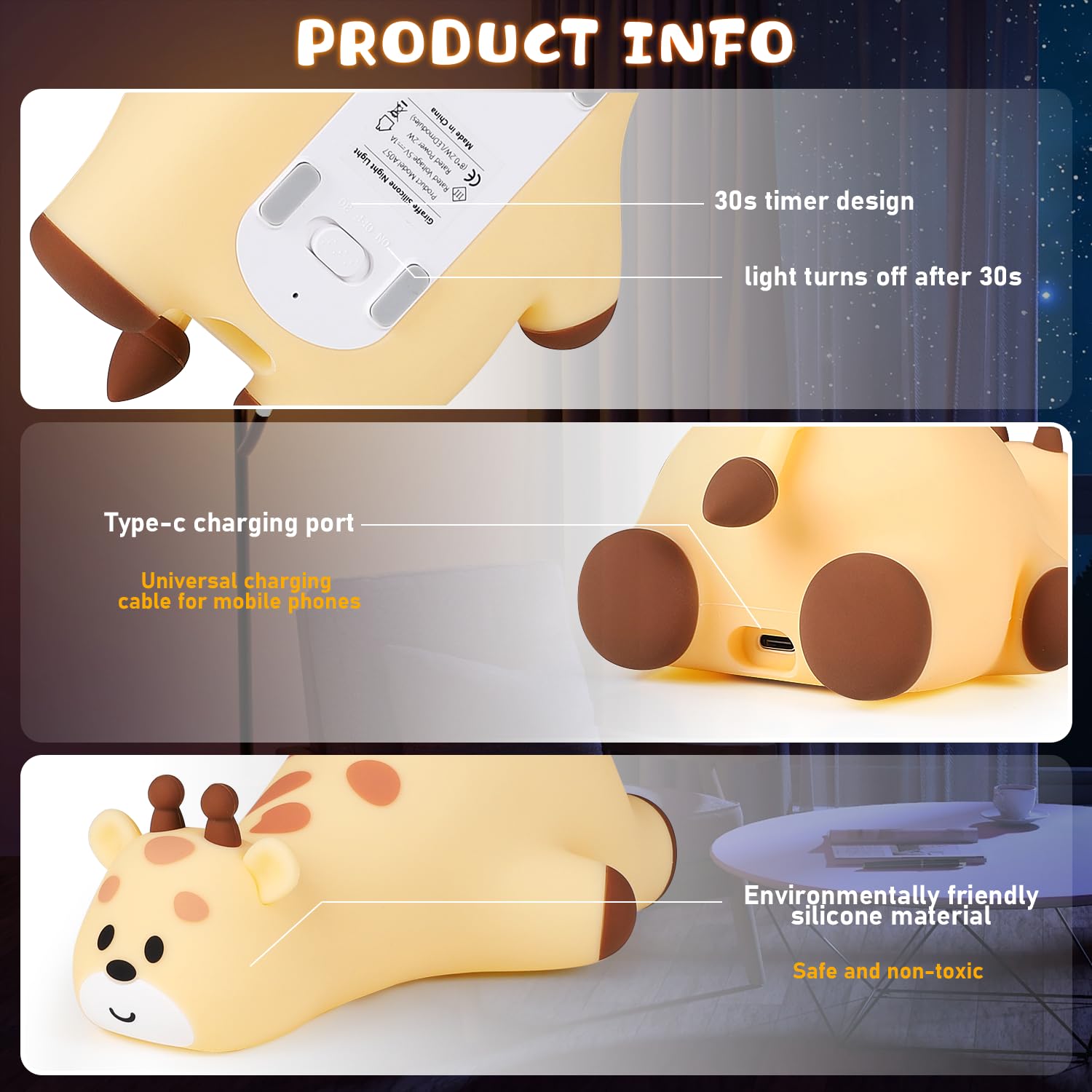 Carry360 warm 3000K LED giraffe lamp for cozy bedtimes.