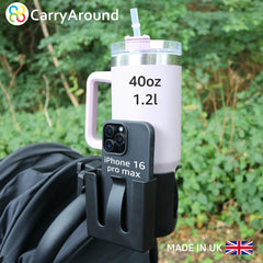 CarryAround 40oz tumbler compatibility highlights large drink compatibility.