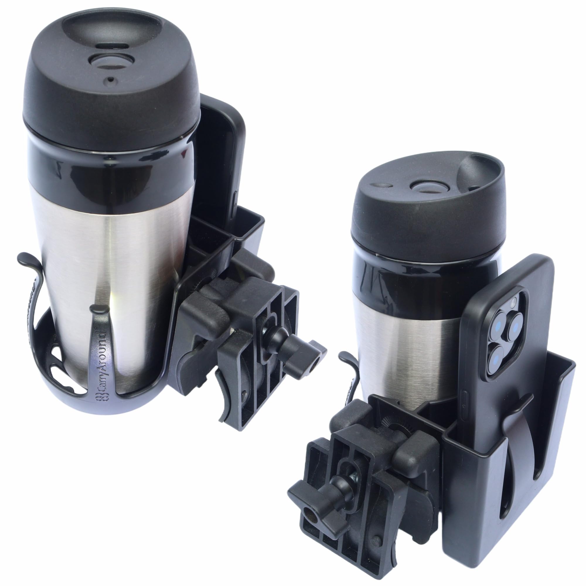 CarryAround round bar fit adjustable shows clamp range for various bars.