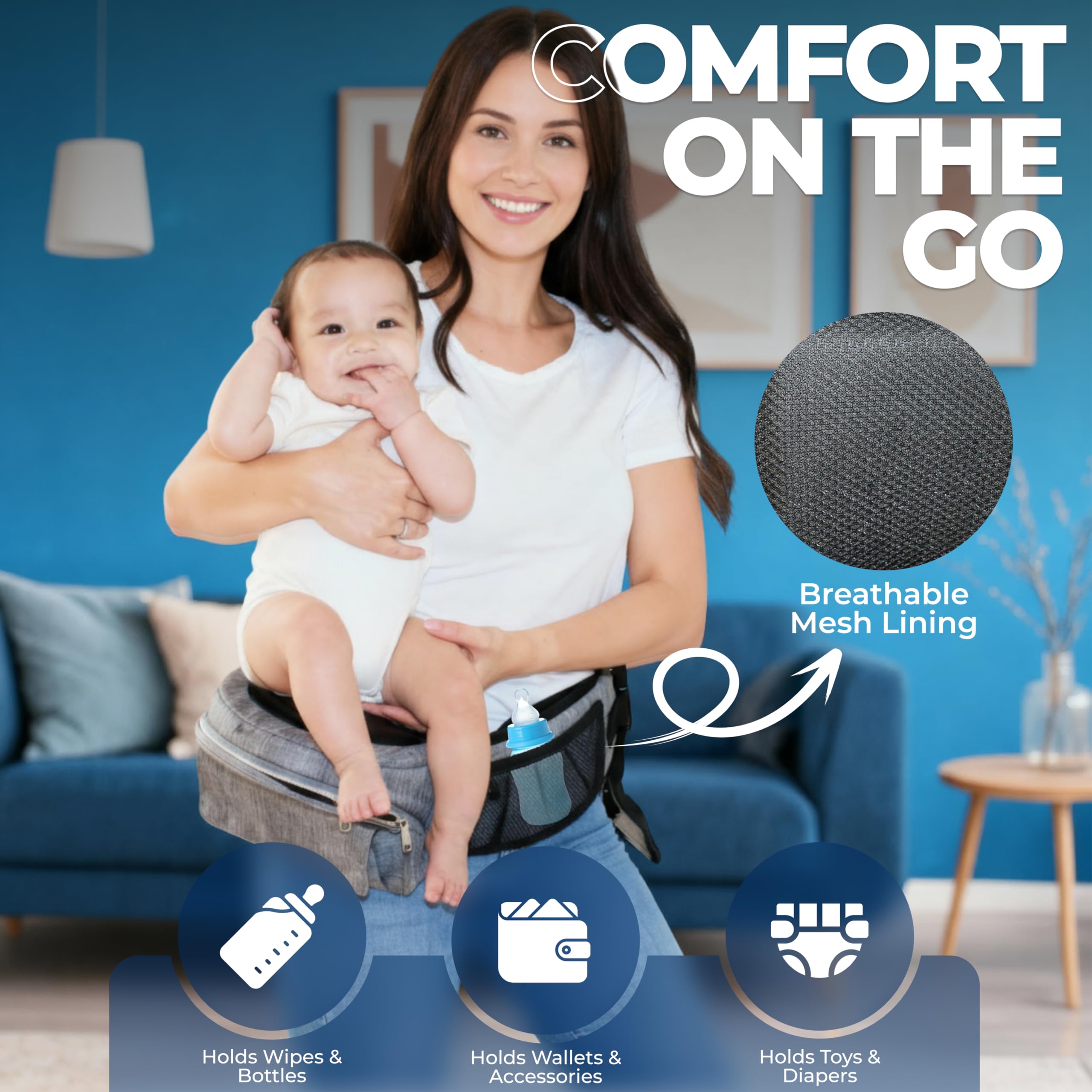 CarryMe ergonomic back and shoulder relief design supports long carries