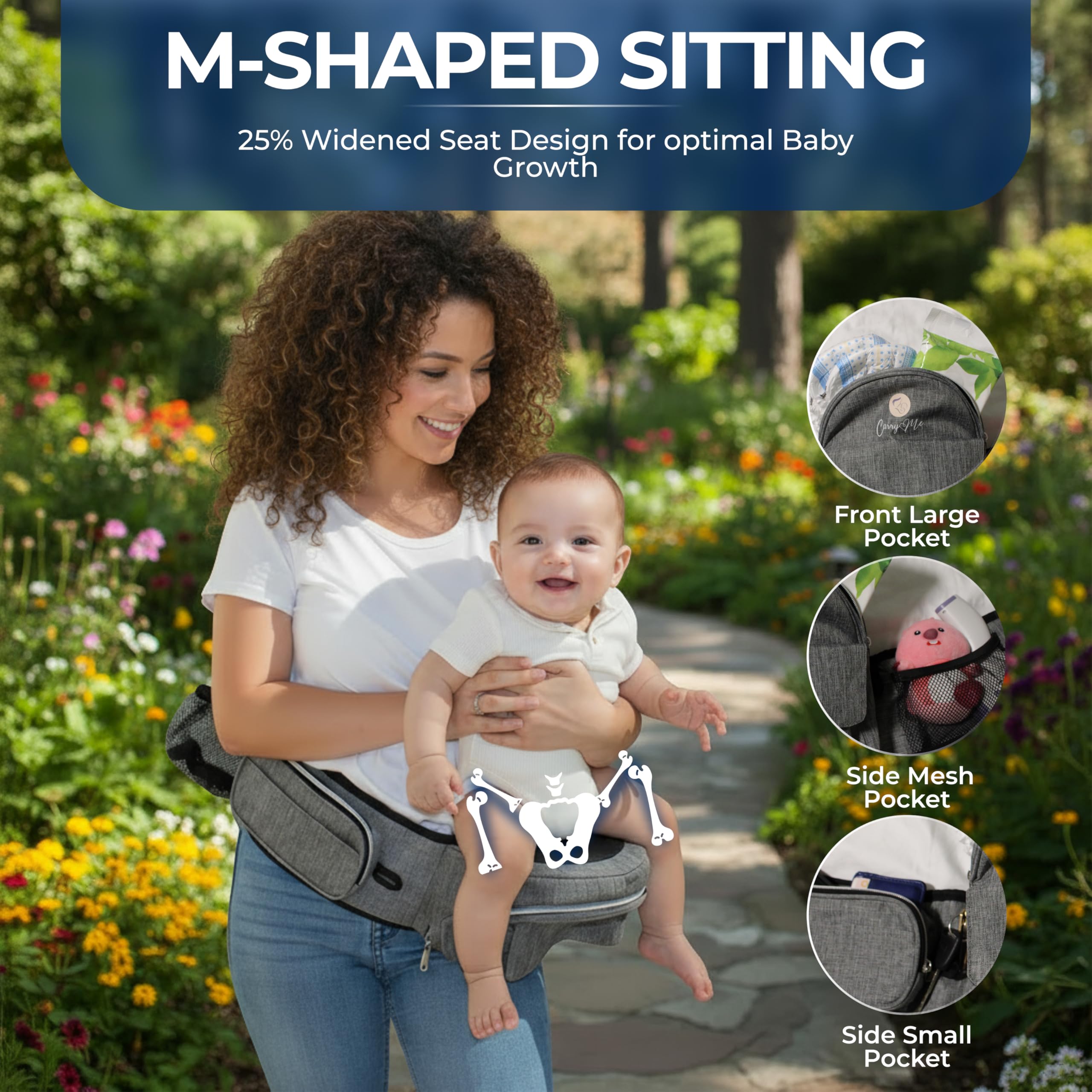 CarryMe lightweight breathable fabric helps keep parent and baby cool
