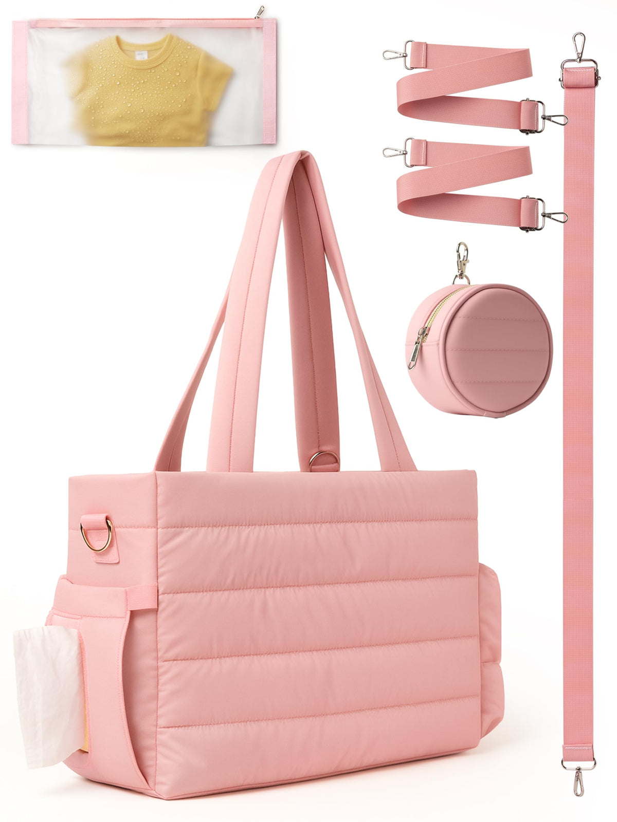 CarryWise large diaper bag tote highlights hospital-organization with roomy pockets for essentials.