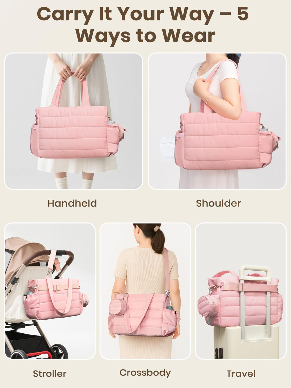 CarryWise ventilated side pockets help with bottle or wipes storage.