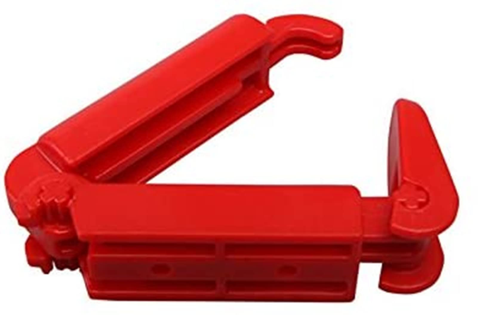 car seat belt clip red installed on car seat strap for safety