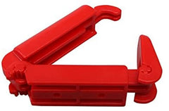 car seat belt clip red installed on car seat strap for safety