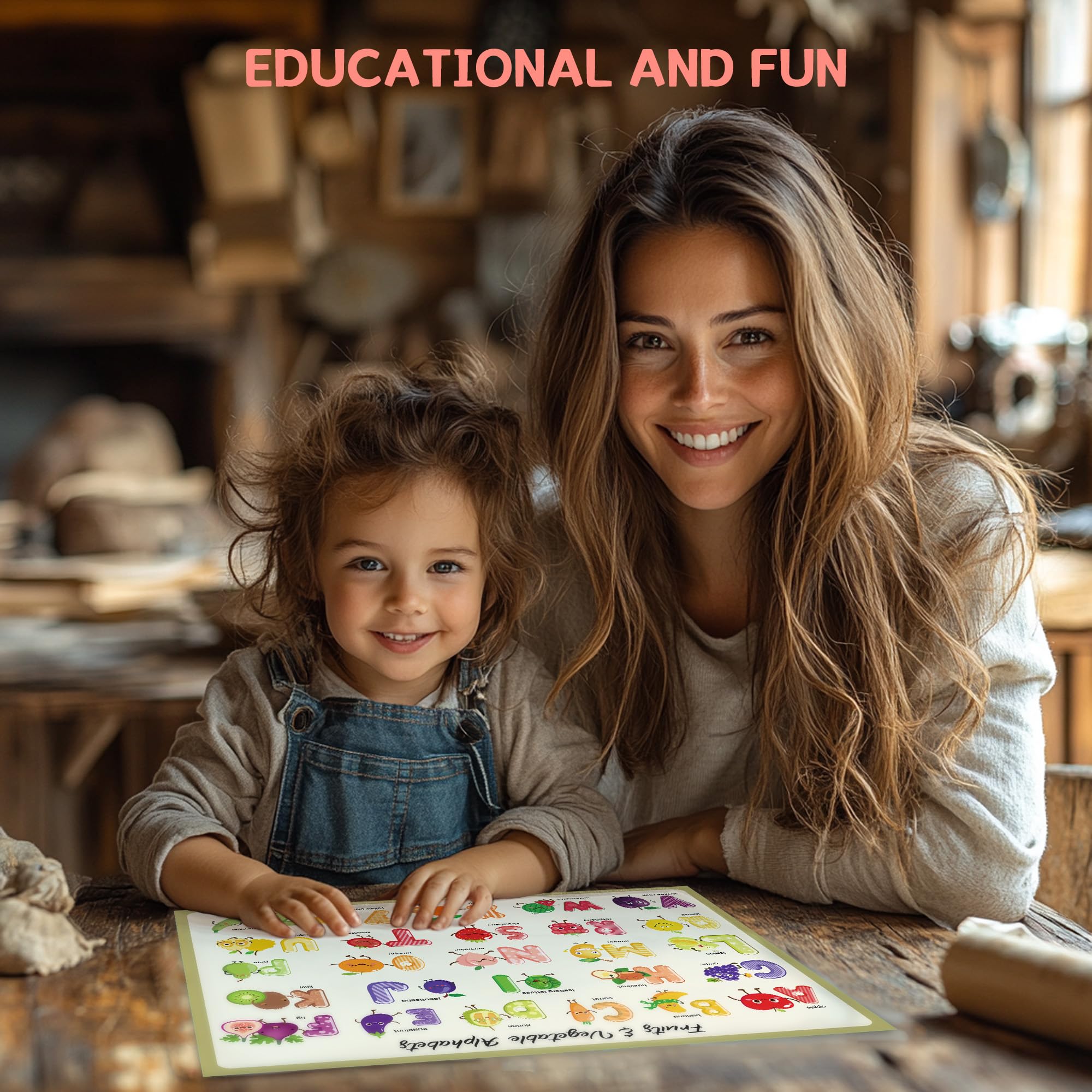 CartaChic disposable placemats fruit design adds color and learning-friendly surfaces for kids