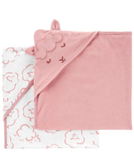 Carter's hooded towel close-up shows a 3D design for playful bath time warmth.