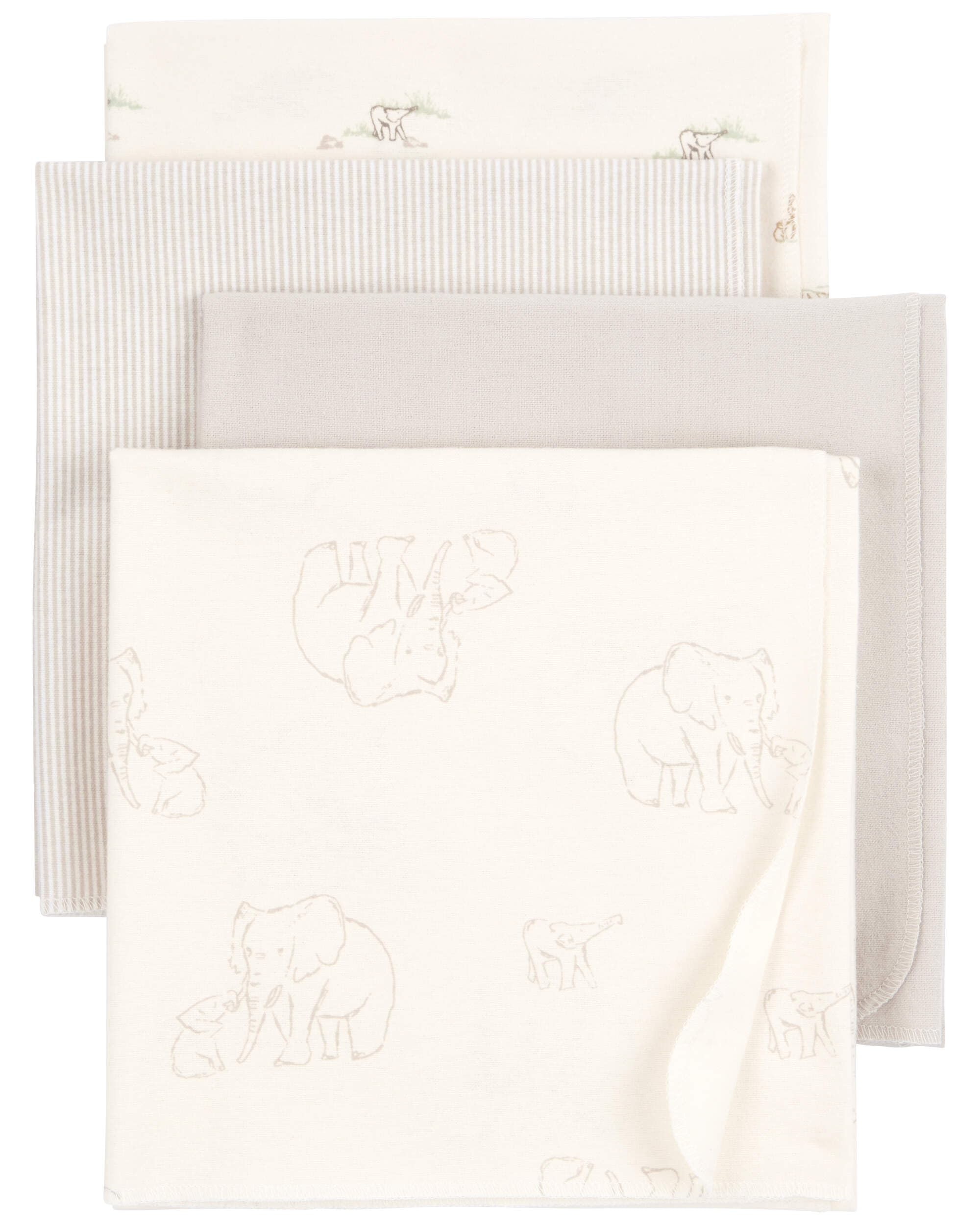 Carter's baby receiving blankets cream elephant pack 1, ideal for swaddling and cuddling.