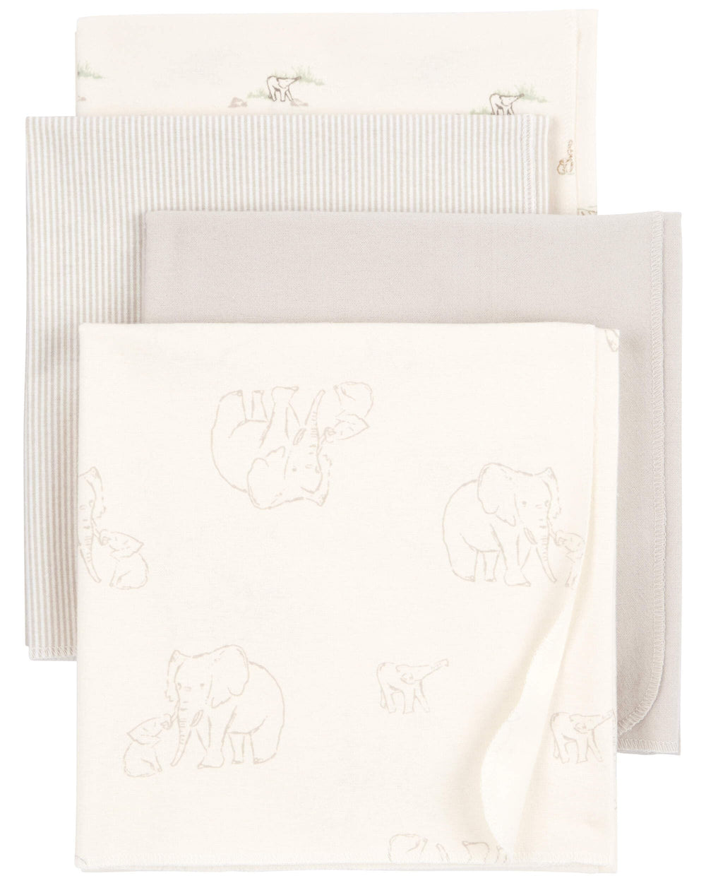 Carter's baby receiving blankets cream elephant pack 1, ideal for swaddling and cuddling.