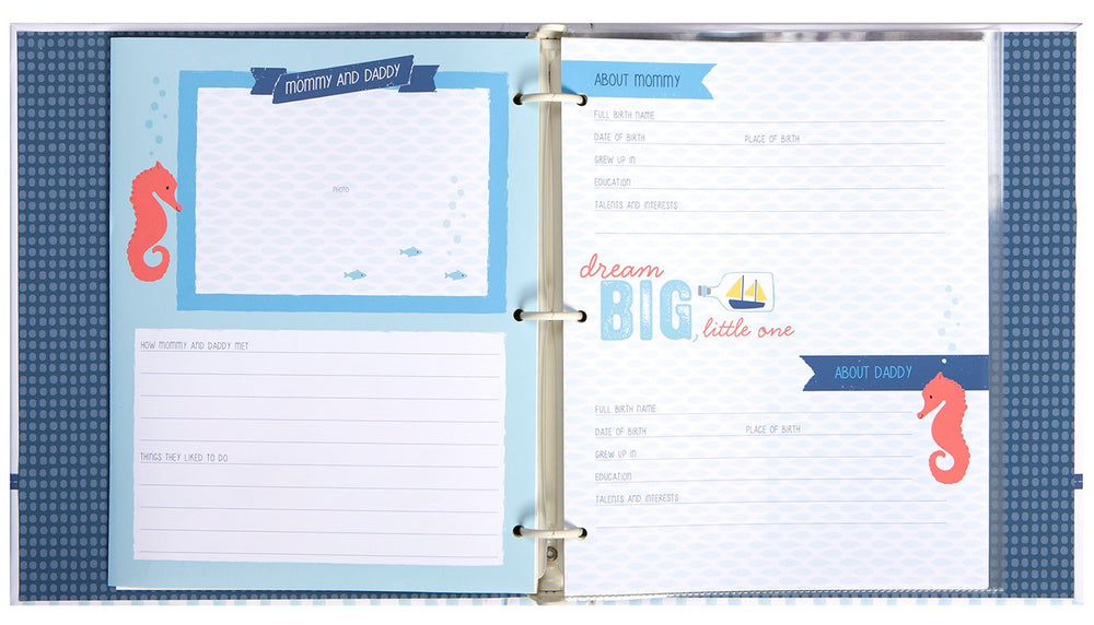 Carters Blue Nautical Memory Book back cover highlights the charming keepsake appeal.