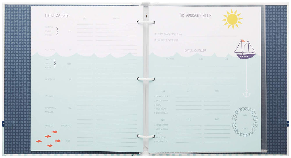 Carters Blue Nautical Memory Book photos page preserves family photos for joyful memories.