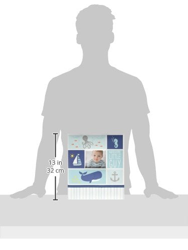 Carters Blue Nautical Memory Book pocket pages hold mementos organized and easy to tuck away.