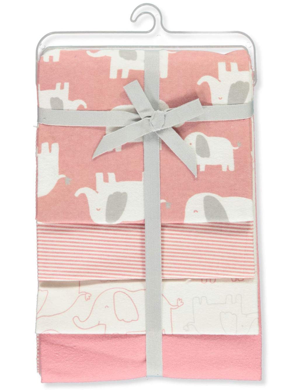 Carter's Elephant March receiving blanket pink front view—soft cotton for swaddling
