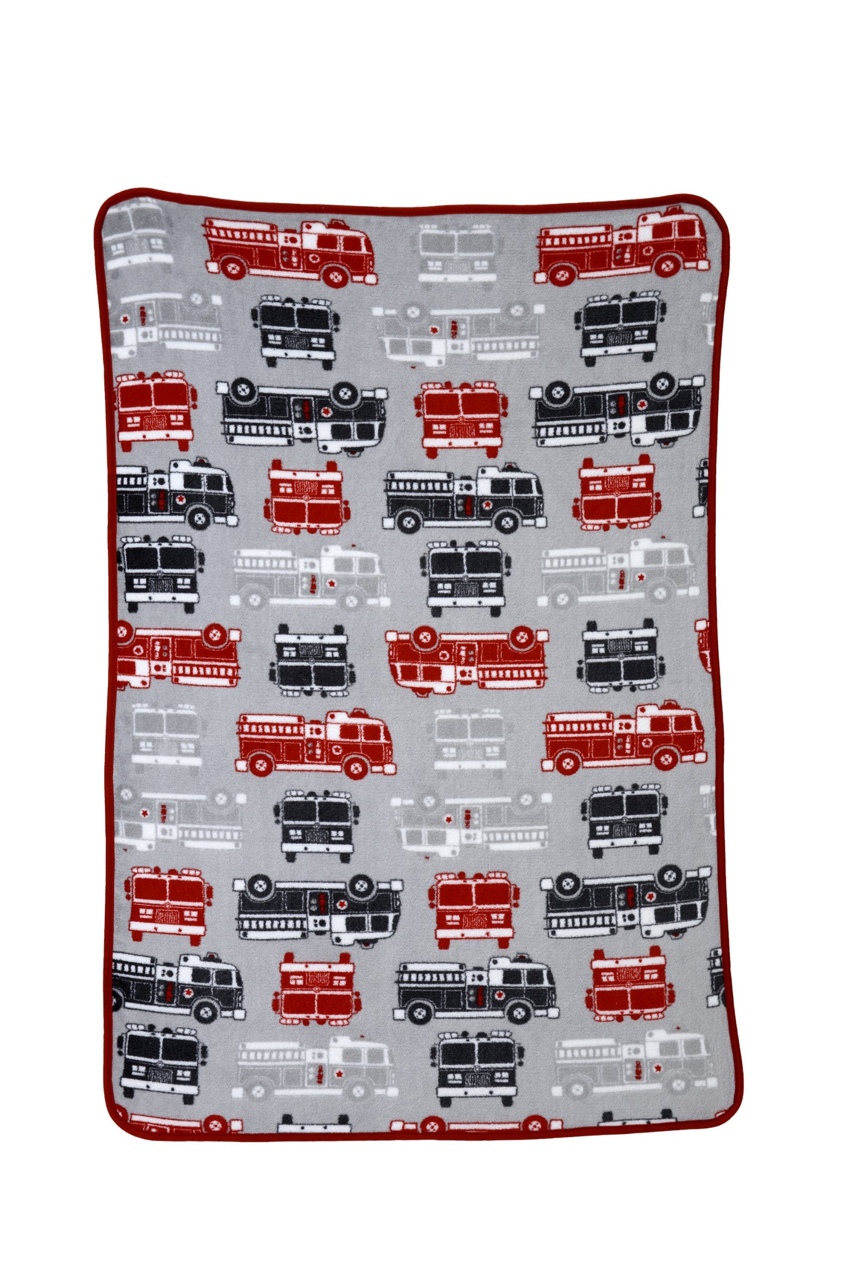 Carter's toddler fire-truck coral fleece blanket front view for cozy naps.
