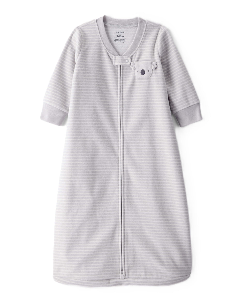Carter's sleep bag tagless design keeps baby comfortable during night-time routine.