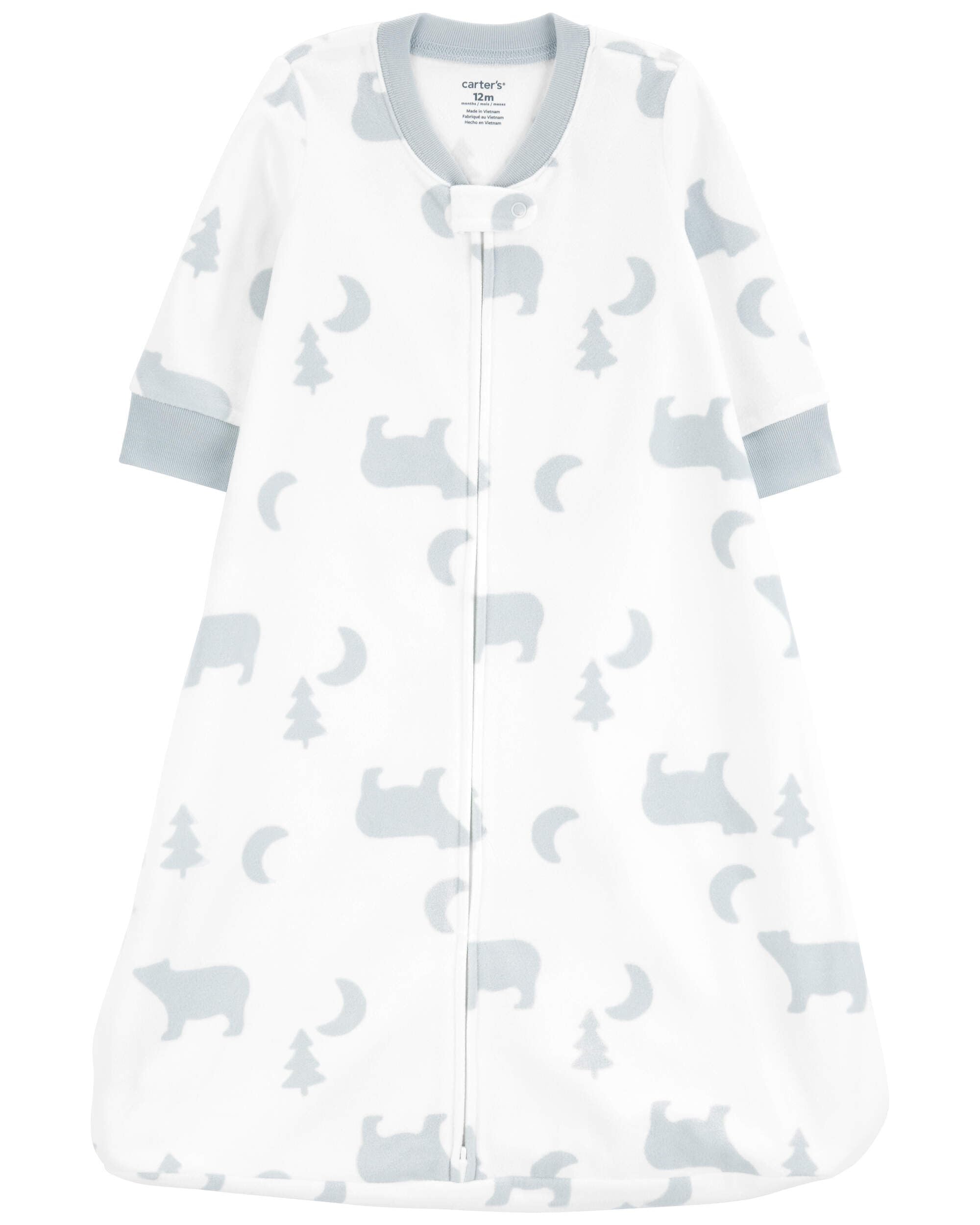 Carter's sleep bag worn alone or with light pajama for versatile layering.