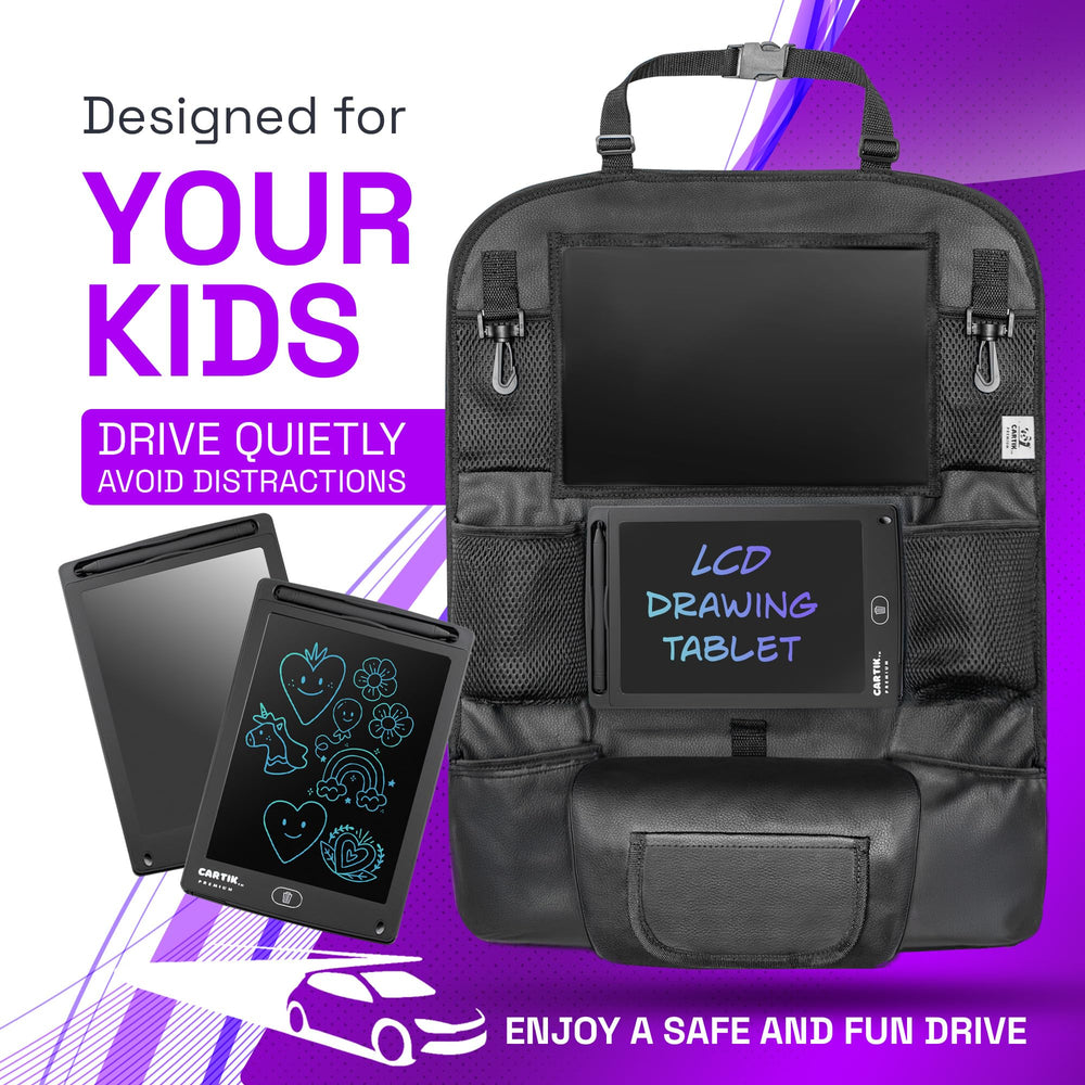 Cartik backseat organizer with multiple pockets keeps baby essentials within easy reach