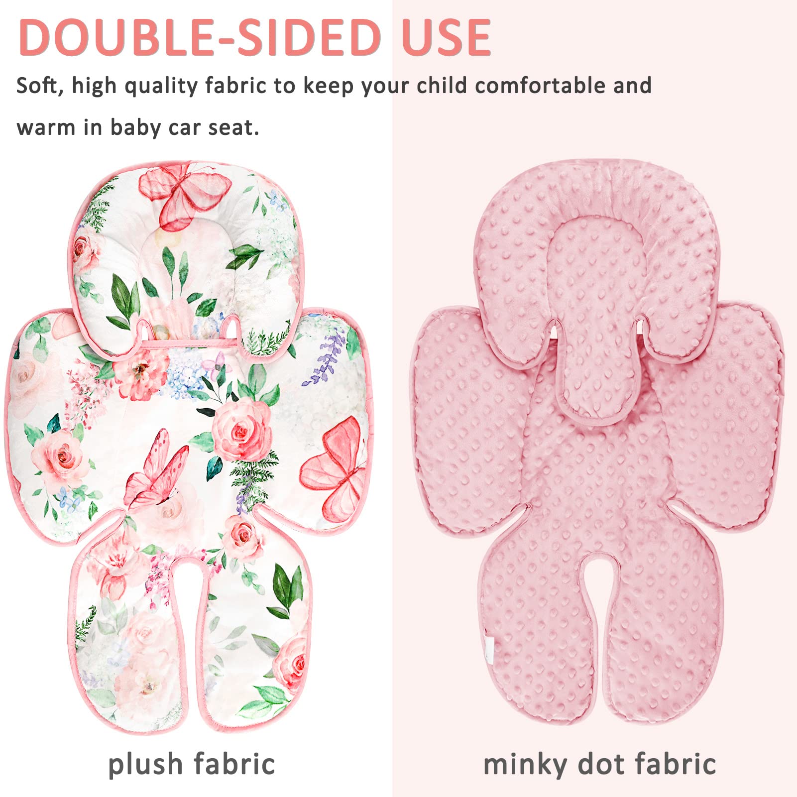 CARUILI pink flower design and raised-dot soothing side for tactile comfort