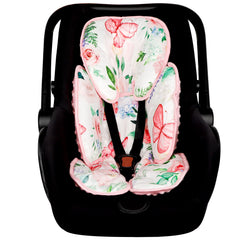 CARUILI 2-in-1 pink flower side view shows newborn head-and-body support for comfort