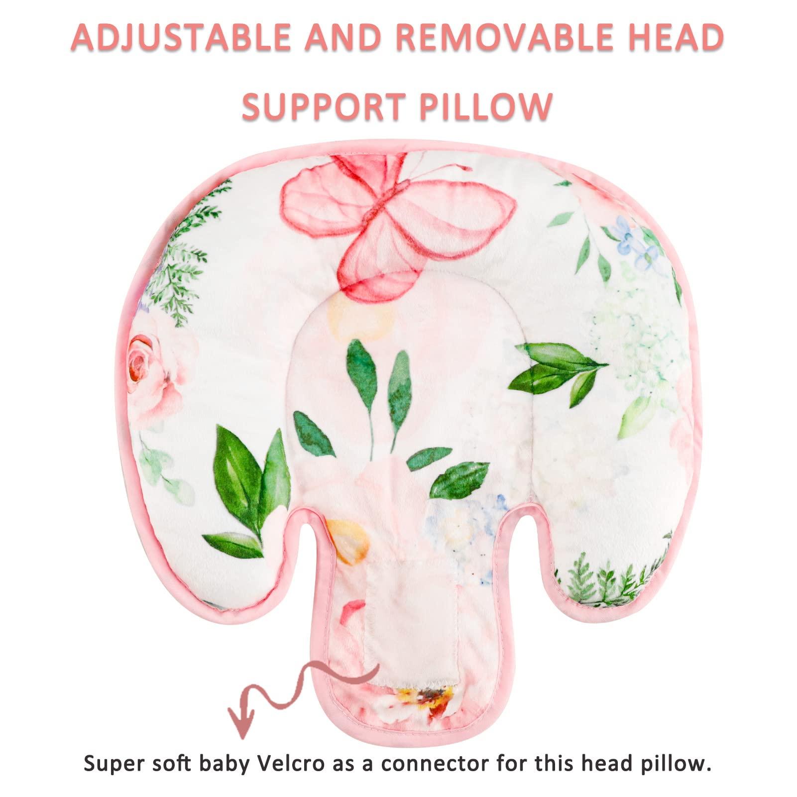 CARUILI velcro-adjusted insert demonstrates adjustable height for growing babies