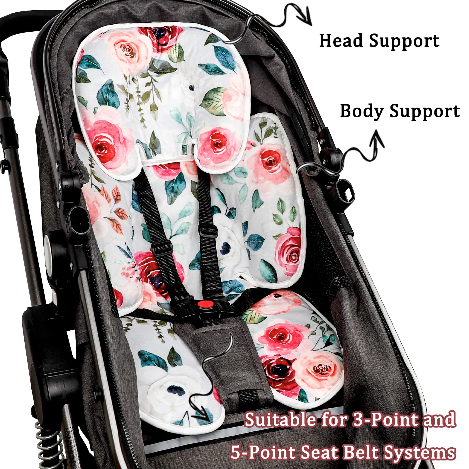 CARUILI adjustable Velcro height to grow with baby.
