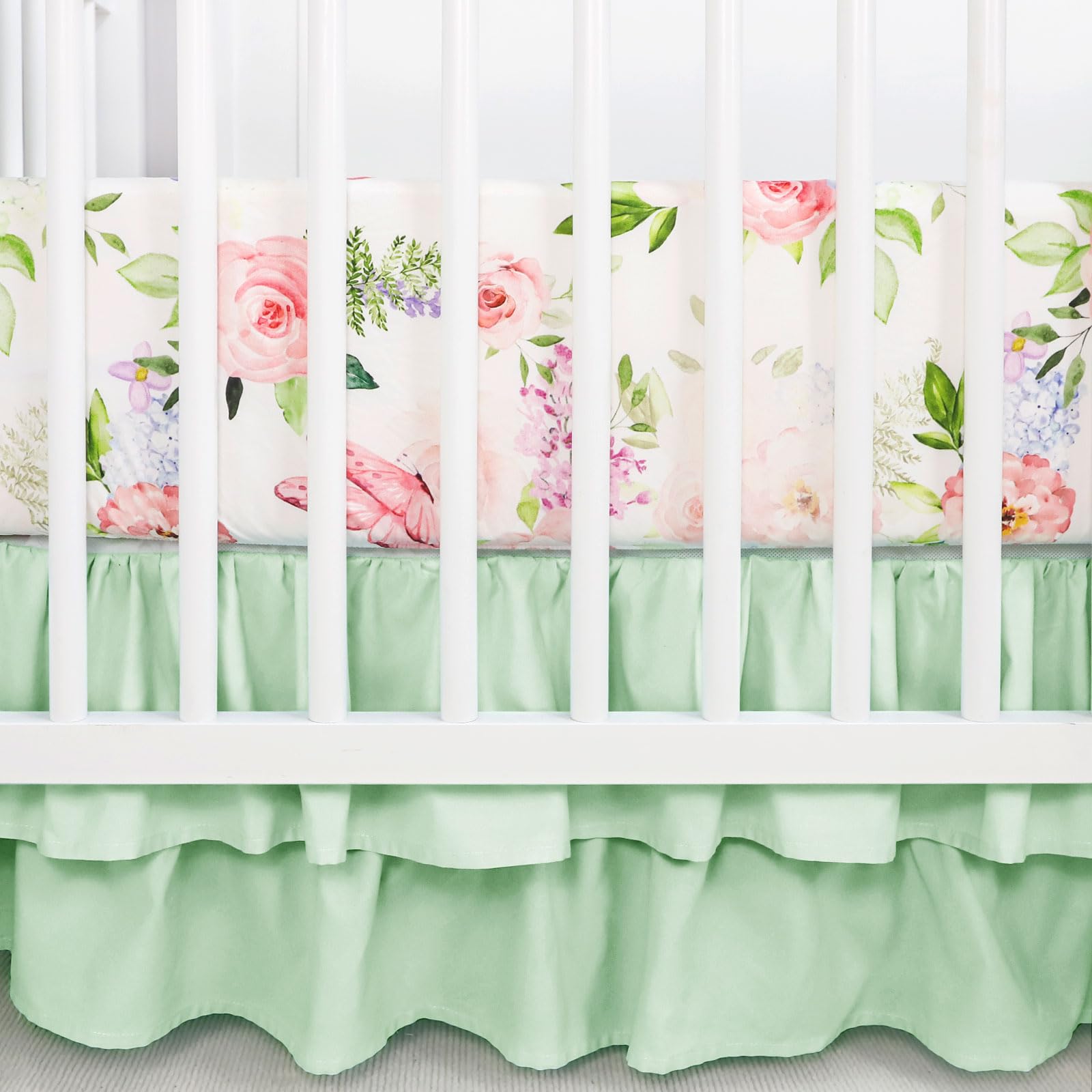 CARUILI baby girl nursery bedding ensures standard crib compatibility with secure elastic sheet.