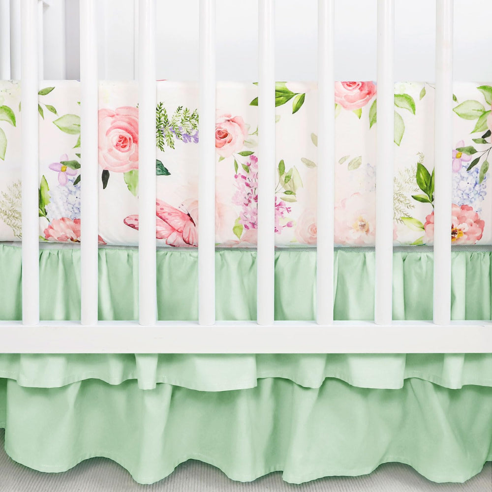 CARUILI baby girl nursery bedding ensures standard crib compatibility with secure elastic sheet.