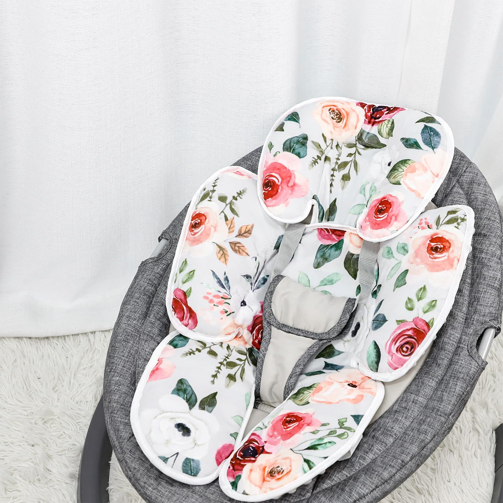 CARUILI compatible with car seats, strollers, and swings for versatile use.