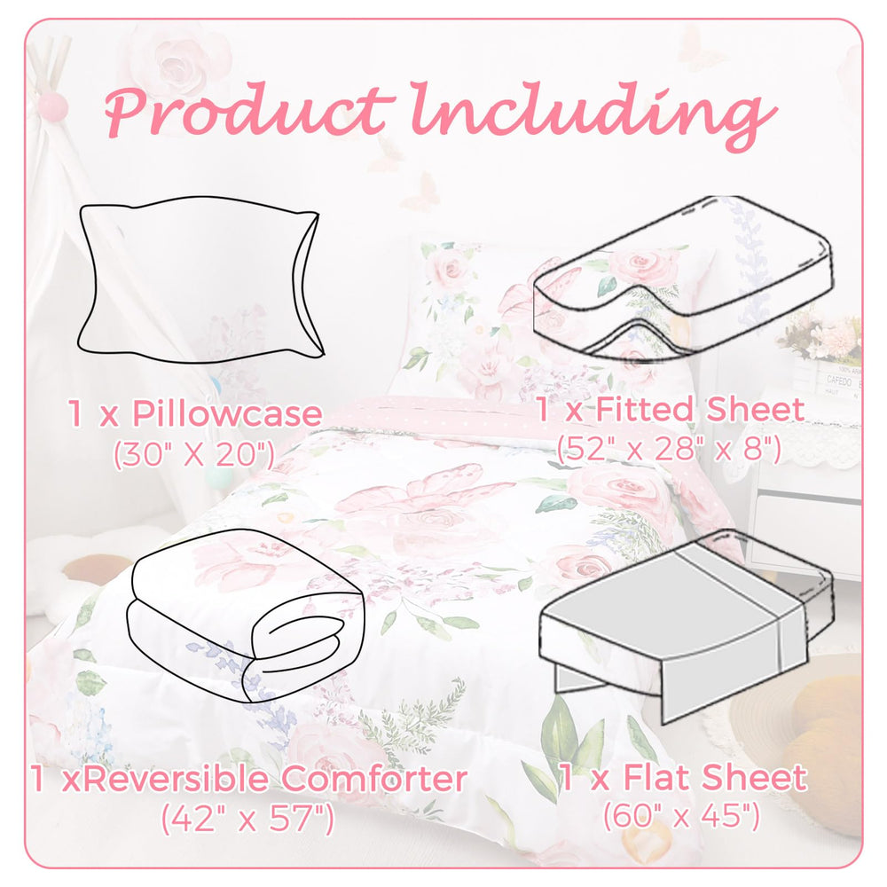 CARUILI butterfly pillowcase detail emphasizes cute design and easy care.