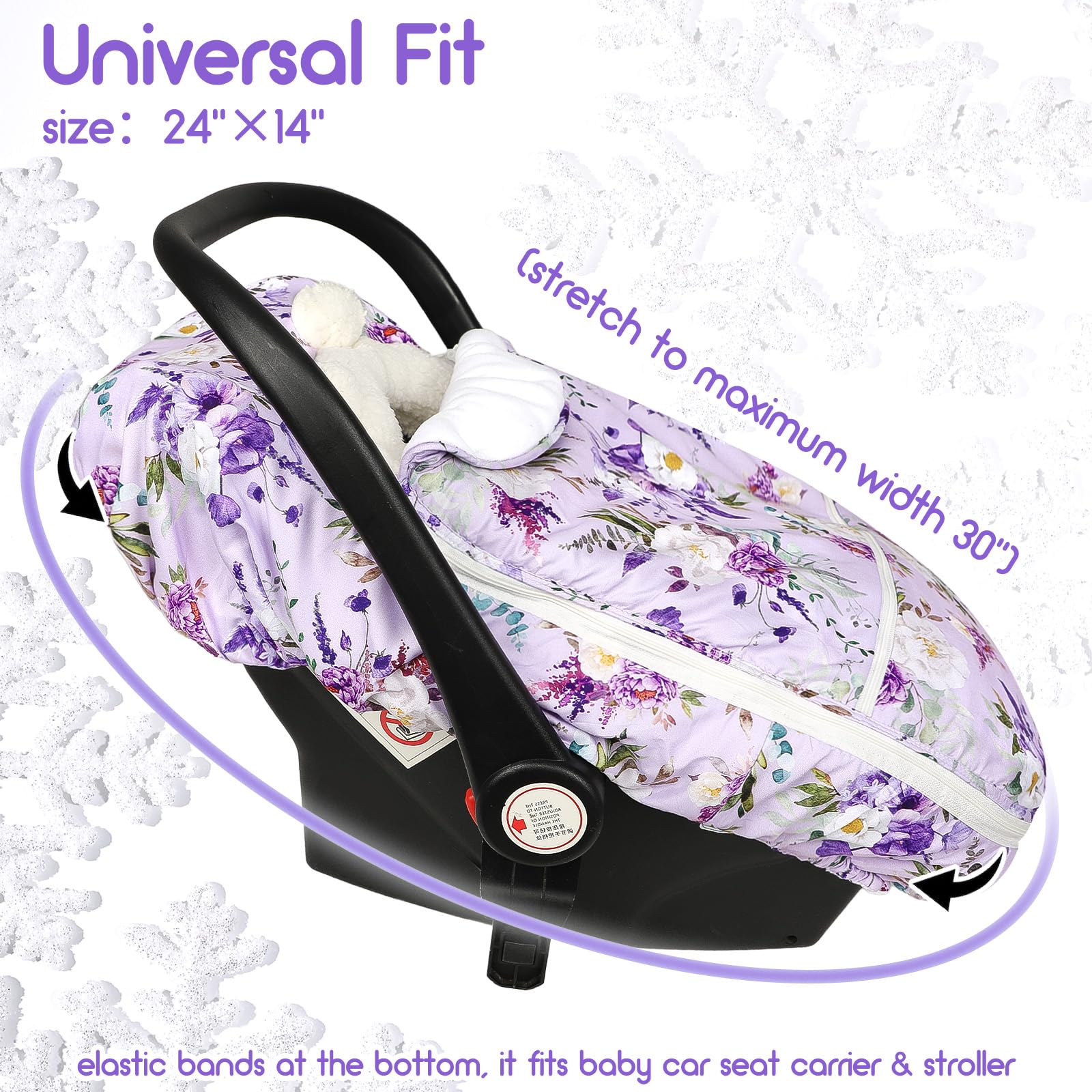 CARUILI canopy-style cover interior view shields baby from cold air