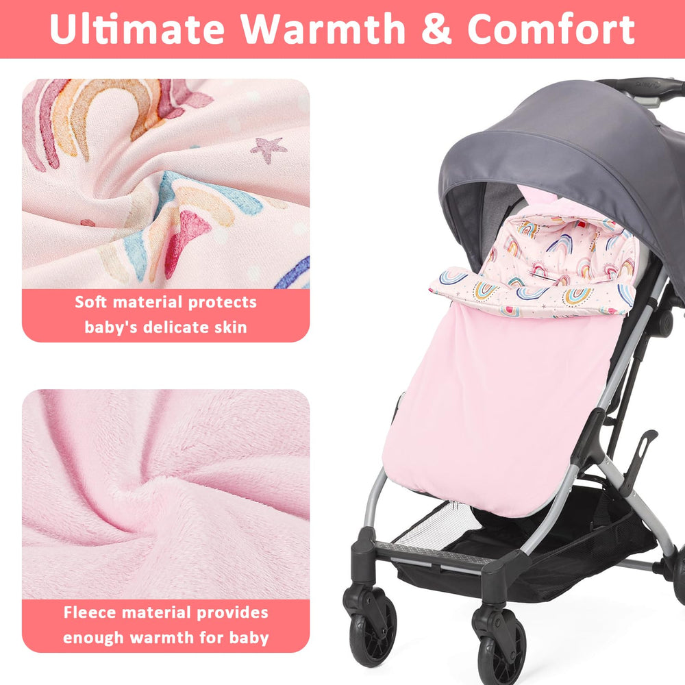 CARUILI carseat blanket five-point-install keeps blanket secure on strollers with harness.