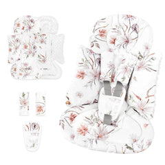 CARUILI infant seat insert with white flower pattern delivers soft newborn comfort on car rides