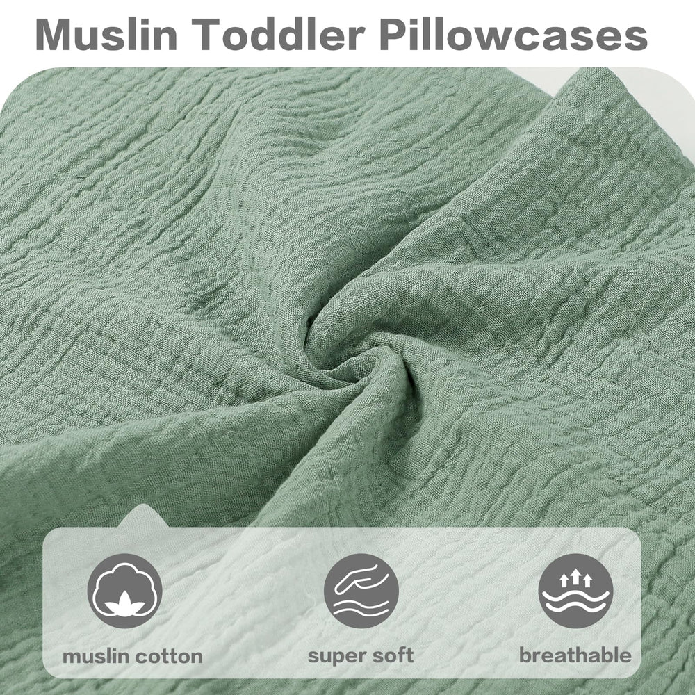 CARUILI muslin toddler pillowcase envelope closure detail provides secure overnight fit