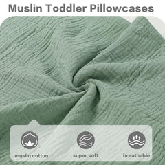 CARUILI muslin toddler pillowcase envelope closure detail provides secure overnight fit