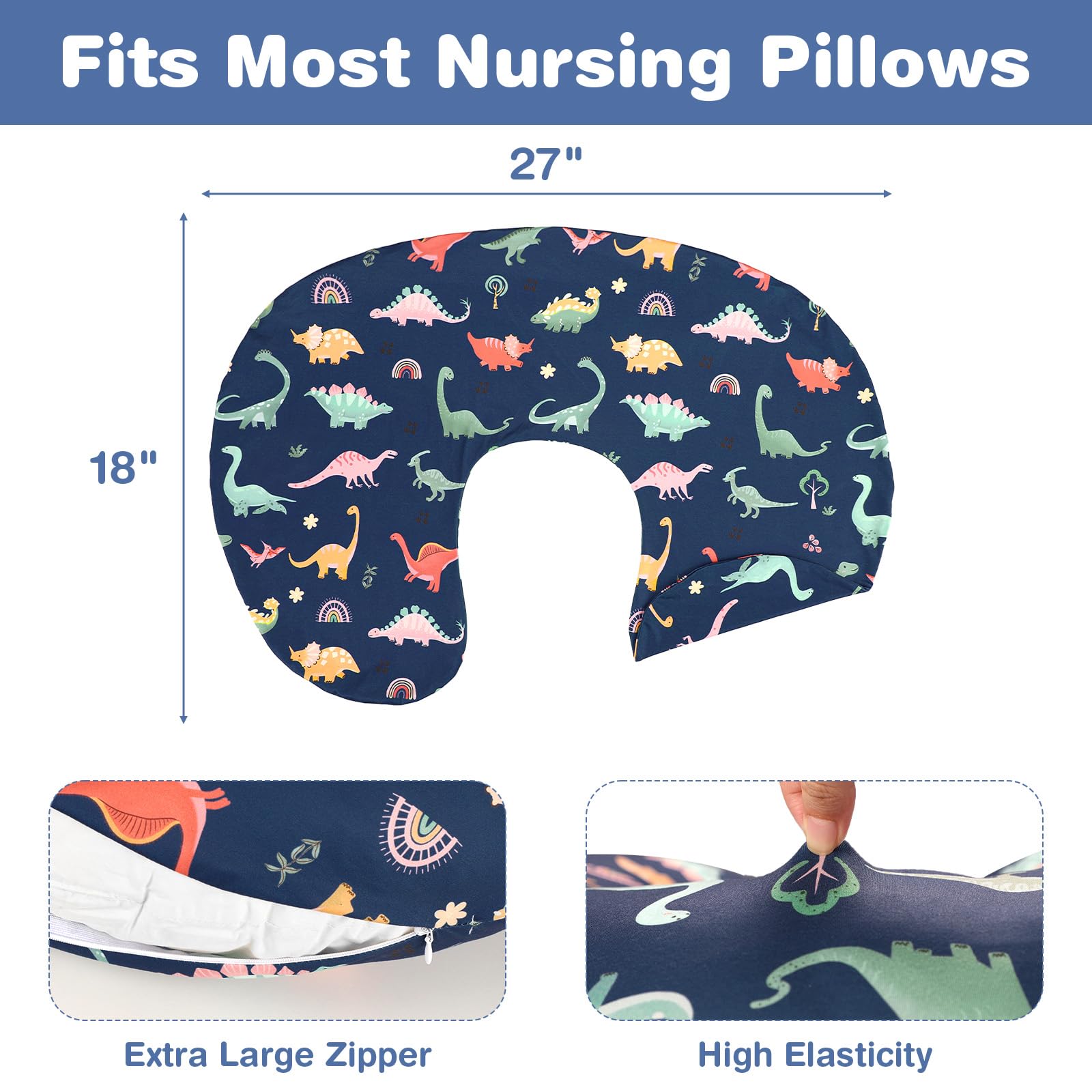 CARUILI nursing pillow cover on a bed demonstrates compatible fit with standard pillows.
