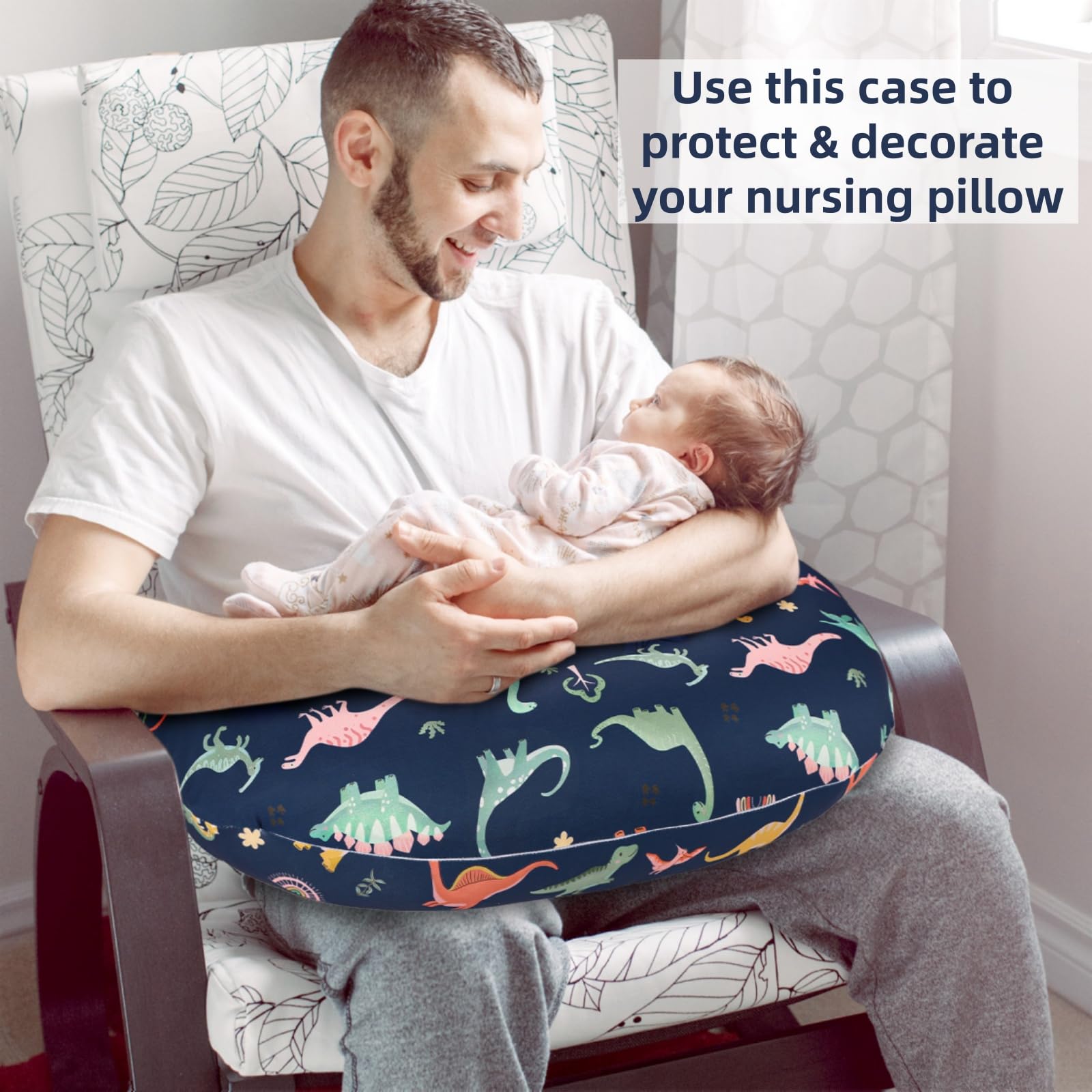 CARUILI nursing pillow cover zipper detail highlights easy install and secure closure.