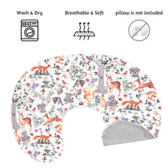 CARUILI nursing pillow cover gray animals side view highlights cozy feeding support