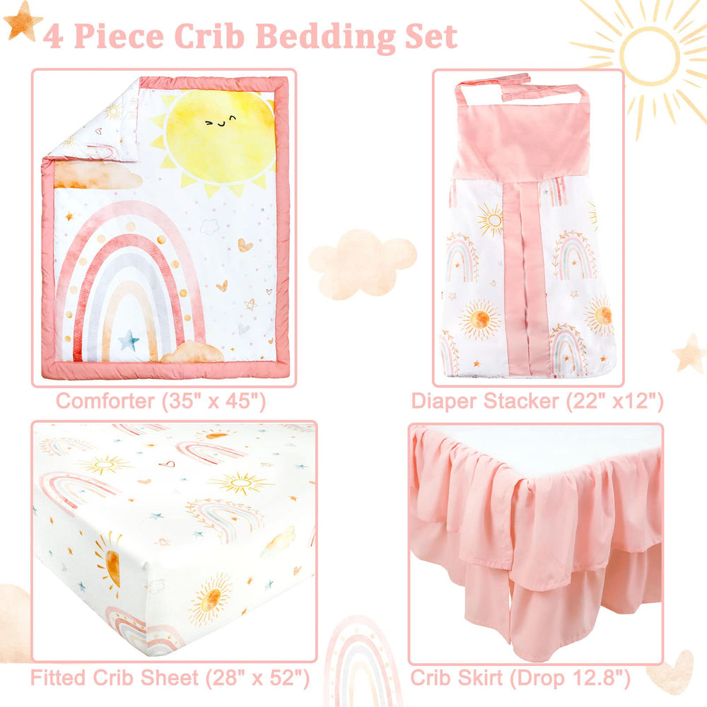 CARUILI nursery ambiance—cheerful pink rainbow design for a bright space.