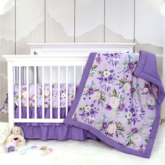 CARUILI purple floral crib pattern adds a dreamy touch to a baby girl nursery.